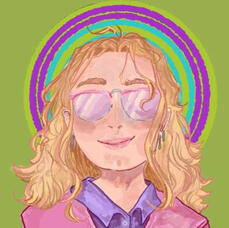 a drawing of cryke. they have white skin and blonde hair.